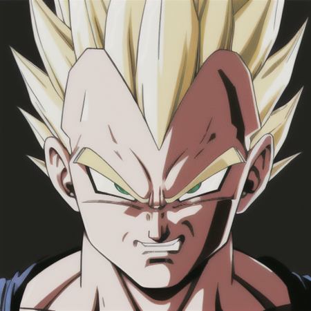 A Majin2 face portrait, digital art, white gloves, blonde ,blonde eyebrows, clenched fists, looking, young pale skinny white , full head,anatomically correct, (((8k resolution))) , insanely detailed and intricate, the musculature of the  body inspired in comics Dc and Marvel and Majin Vegeta, copy of Majin Vegeta by Dragon Ball Z,   1 character .