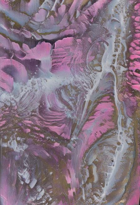 Oil painting art ,pink flowers floating in a stream of water with waterfalls and bubbles around them, magical flowers, sparkling petals, cascading iridescent waterfalls,  pouring iridescent rain, dreamy aesthetic, beautiful aesthetic art, dreamcore aesthetic, magical colorful flowers,  pastel overflow, flowers and crystals, dreamy ethereal vibe,  shimmering iridescent water, silver spots, liquid paint, traditional art, the most excellent detail, 8k, abstract impressionism painting with rough brush strokes, Close-up of delicate, pink, translucent flowers with glistening petals and golden centers. The flowers are surrounded by sparkling water droplets and a cascading, iridescent waterfall in the background, reflecting vibrant, rainbow-like colors. The overall scene exudes a magical and ethereal atmosphere.