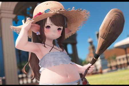 masterpiece, high quality,
1girl, girl, lalafell,  <lora:new_lalav5-14:1>
A dashing cowboy with a wide-brimmed hat and a lasso.