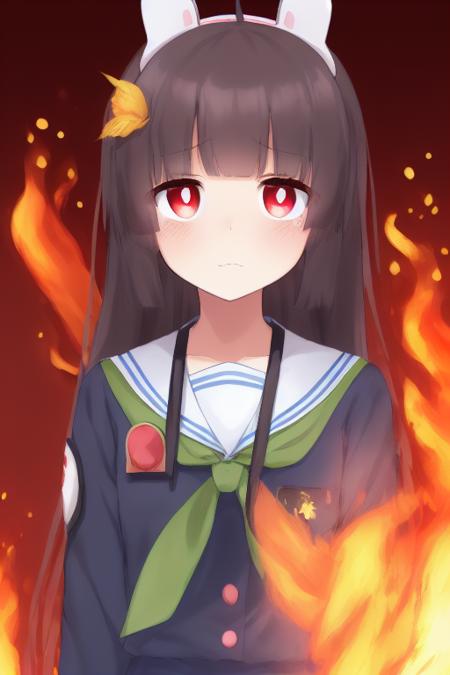 1girl, kasumizawa_miyu, sad, fire background, <lora:kasumizawa_miyu-3000-128:1.5>