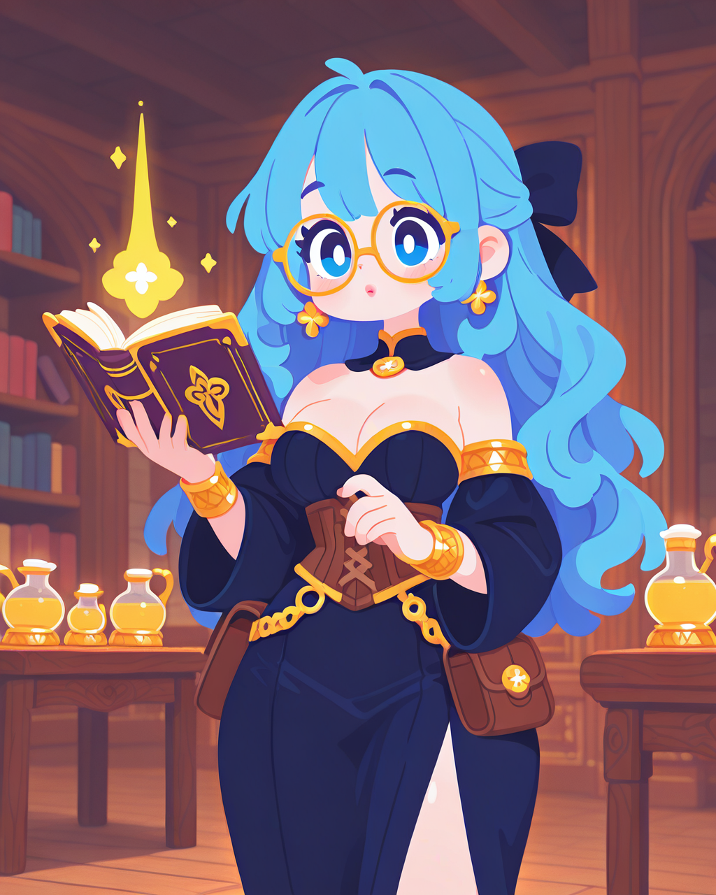 fabulosity_flatlinei_princessconnects_kiwimix___1girl_solo__beautiful_magical_girl__cyan_blue_hair__cyan_eyes__pink_lips__long_wavy_hair__blue_hair_ribbon__gold_glasses____medium_breast_2508797615.png