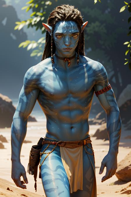 AvLoak, 1boy, blue skin, yellow eyes, black hair