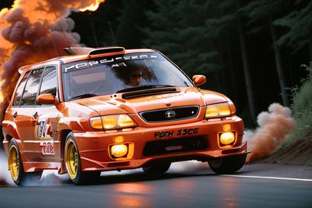 ((FIERY))  RALLY FORESTERSF5, high quality photograph, bokeh, analog, depth of field, portra 800 film,  (((NFS))), (((Need For Speed))),  <lora:FORESTERSF5:0.6>