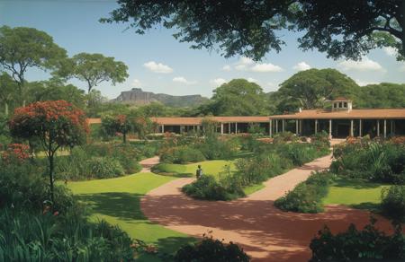 style of Roger Dean, hacienda ,arboretum ,stand ,terrace ,plantation ,ranch , Gorge ,