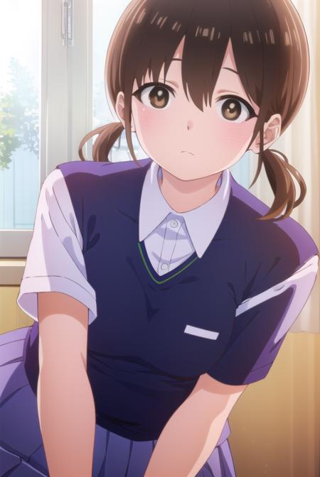 honokahara, <lora:honoka hara s1-lora-nochekaiser:1>,
honoka hara, short hair, brown hair, hair between eyes, twintails, (brown eyes:1.5), low twintails, short twintails,
BREAK skirt, shirt, school uniform, white shirt, short sleeves, pleated skirt, collared shirt, blue skirt, sweater vest, plump,
BREAK indoors, classroom,
BREAK looking at viewer, (cowboy shot:1.5),
BREAK <lyco:GoodHands-beta2:1>, (masterpiece:1.2), best quality, high resolution, unity 8k wallpaper, (illustration:0.8), (beautiful detailed eyes:1.6), extremely detailed face, perfect lighting, extremely detailed CG, (perfect hands, perfect anatomy),