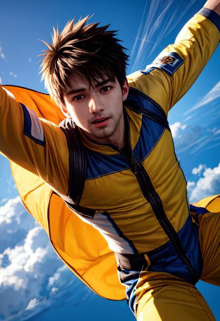 boy skydiving, clouds, wind, muscular,
vibrant colors, colorful art style, 
soft lighting, soft shadows, detailed textures, dynamic lighting,  
nice hands, perfect hands, 
<lyco:GoodHands-beta2:1.0> 
<lora:add_detail:1>