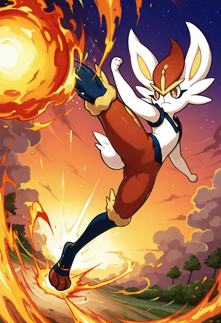 Cinderace: Soccer Striker Pokemon | エースバーン (Pokedex #0815) [Illustrious]