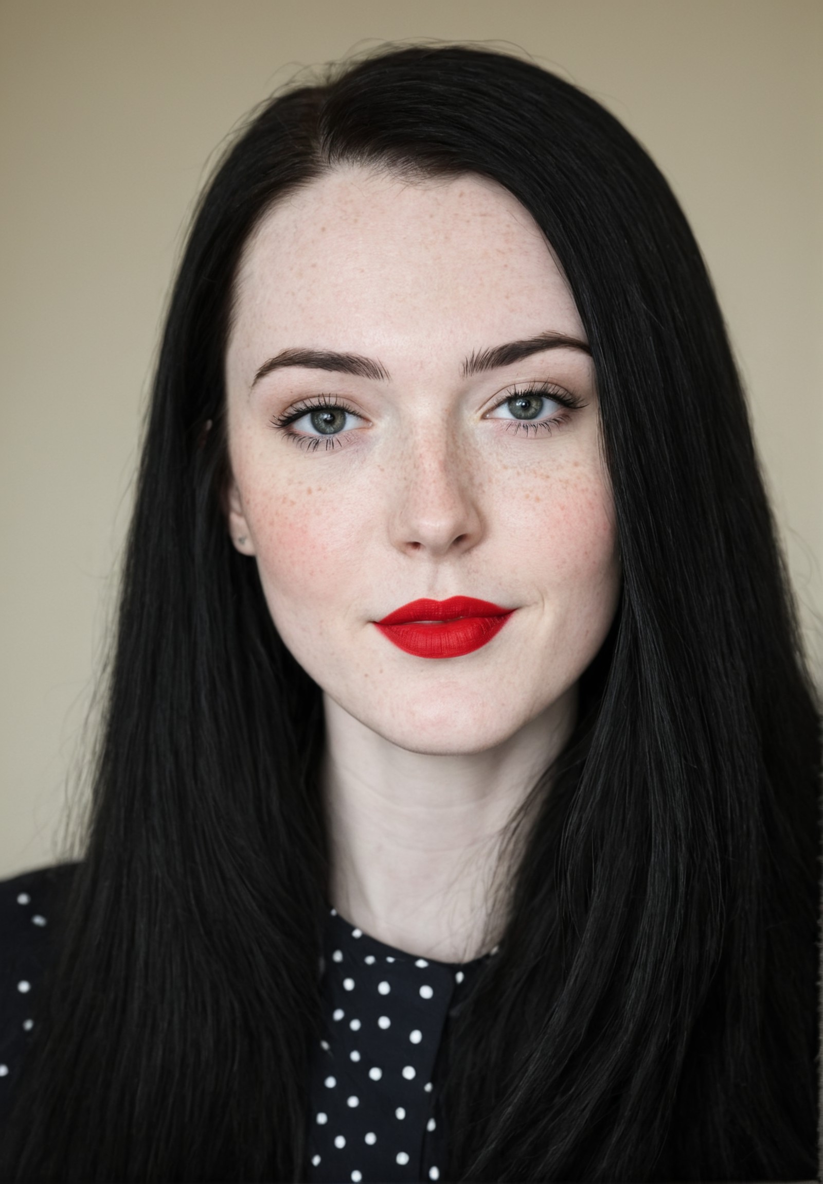 pale, pale skin, (freckles:0.5), black hair, smirk, living room background,
detailed face, detailed hair, fully clothed, e...