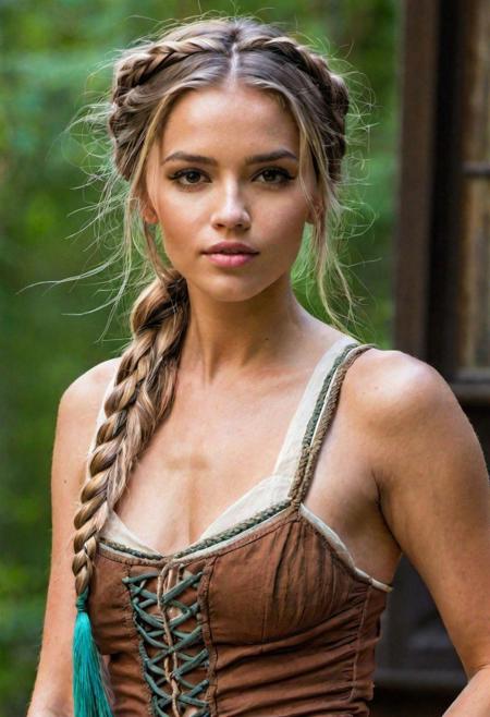 nsfw, best quality, masterpiece, ultra high res, photorealistic,
1girl,  full body, long braided hair, modeling, dynamic pose, artist in her atelier,
detailed face,detaied skin,beautiful detailed eyes, detailed lip,
workshop, paint, natural skin texture, (dynamic pose:0.3), petite, artist, detailed background, (busy background:1.2), colorful, messy, <lora:MengX girl_Mix_V40:0.7>, <lora:add_detail:0.4>
