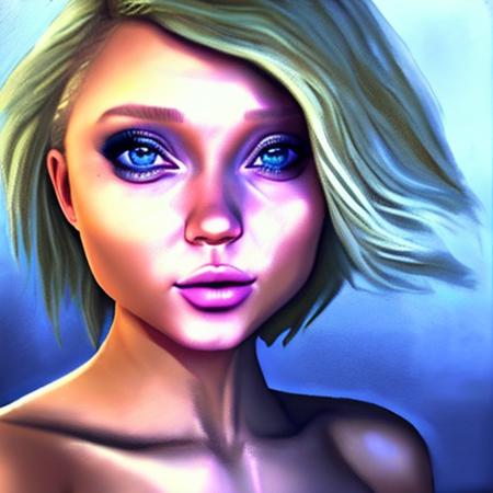 painting of young blonde dakotaskye-14500, (smiling), small breasts, thin, nude, outside, sunlight, full body shot, bare feet, wide shot, canon, 8k, anime style