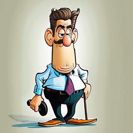 cartoon of Jake Gyllenhaal walking  ,   in donmartin style, caricature,  interested  facial expression,  caricature,  HQ, high resolution,  crisp lines,   detailed eyes and lips <lora:DonMartin_StyleXLv6.6:0.95>  <lora:add-detail-xl:0.04> <lora:xl_more_art-full_v1:0.05>