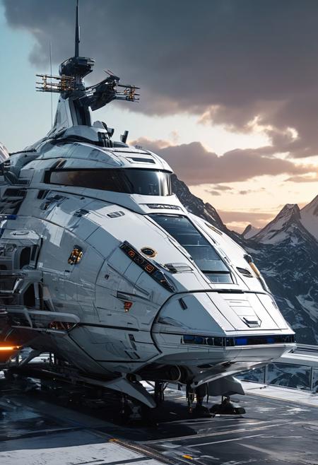 (ultra high res:1.4), (masterpiece), (light and moody lighting:1.4) , Style-DA, Chiaroscuro lighting: Futuristic epic scene -A beautiful handcrafted space ship, slick design, white and blue accents, intrincate design, armed ship, with a fine looking foce field arround the ship, like a force shield(Octane/Unreal Engine)
more_vert