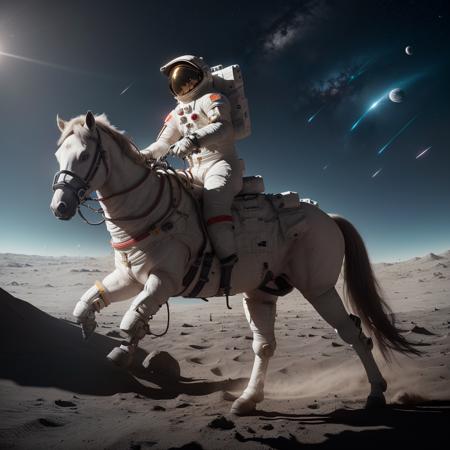 an astronaut riding a horse on the moon, 8k uhd