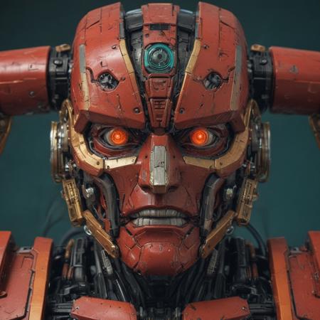 red and black robotic parts, transformers g1, by Dong Qichang, , true proportions, key is on the center of image, future retro, barrel chested, diode, unmasked, orange and teal, connector, china,micro detail, seapunk, UHD, 8K, fabric texture, 3D sculpture, patterned shadows and lighting, android face, detailed reflections, golden ratio, art nouveau, VR goggles, detailed mechanical parts, golden ratio, volumetric lighting, photorealistic,micro detail, octane render, 3D cinematic lighting, cryengine, octane render, intricate, ultra realistic, cinematic lighting, hyper realism, high detail, octane render, 8k