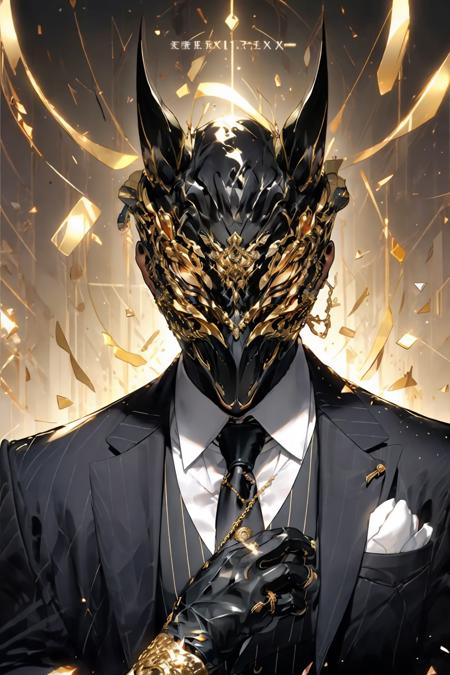 <lora:Henshin-000008:0.7>
Henshin, solo, looking_at_viewer, shirt, gloves, long_sleeves, 1boy, jacket, white_shirt, upper_body, flower, male_focus, necktie, black_gloves, collared_shirt, vest, black_jacket, mask, rose, chain, formal, ring, suit, facing_viewer, black_necktie, black_vest, straight-on, gold, black_suit, ultra realistic,32k,RAW photo,(high detailed skin:1.2), 8k uhd, dslr, soft lighting, high quality, film grain