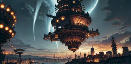 ((best quality)), ((masterpiece)), (detailed) Steampunk city, war machines, flaying saucers attack (( very dark atmosphere background)) <lora:epiNoiseoffset_v2:1>, <lora:dieselpunkai_9MB:1>