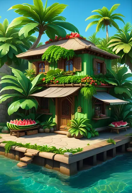 Tropical Buildings (Delfino Plaza, Super Mario Sunshine) [SDXL & SD1.5]
