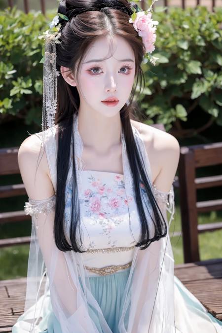 <lora:flowergirl:0.9>,ulzzang-6500-v1.1,(raw photo:1.2),((photorealistic:1.4))best quality ,masterpiece, illustration, an extremely delicate and beautiful, extremely detailed ,CG ,unity ,8k wallpaper, Amazing, finely detail, masterpiece,best quality,official art,extremely detailed CG unity 8k wallpaper,absurdres, incredibly absurdres, huge filesize, ultra-detailed, highres, extremely detailed,beautiful detailed girl, extremely detailed eyes and face, beautiful detailed eyes,cinematic lighting,1girl,see-through,looking at viewer,outdoors,arms behind back