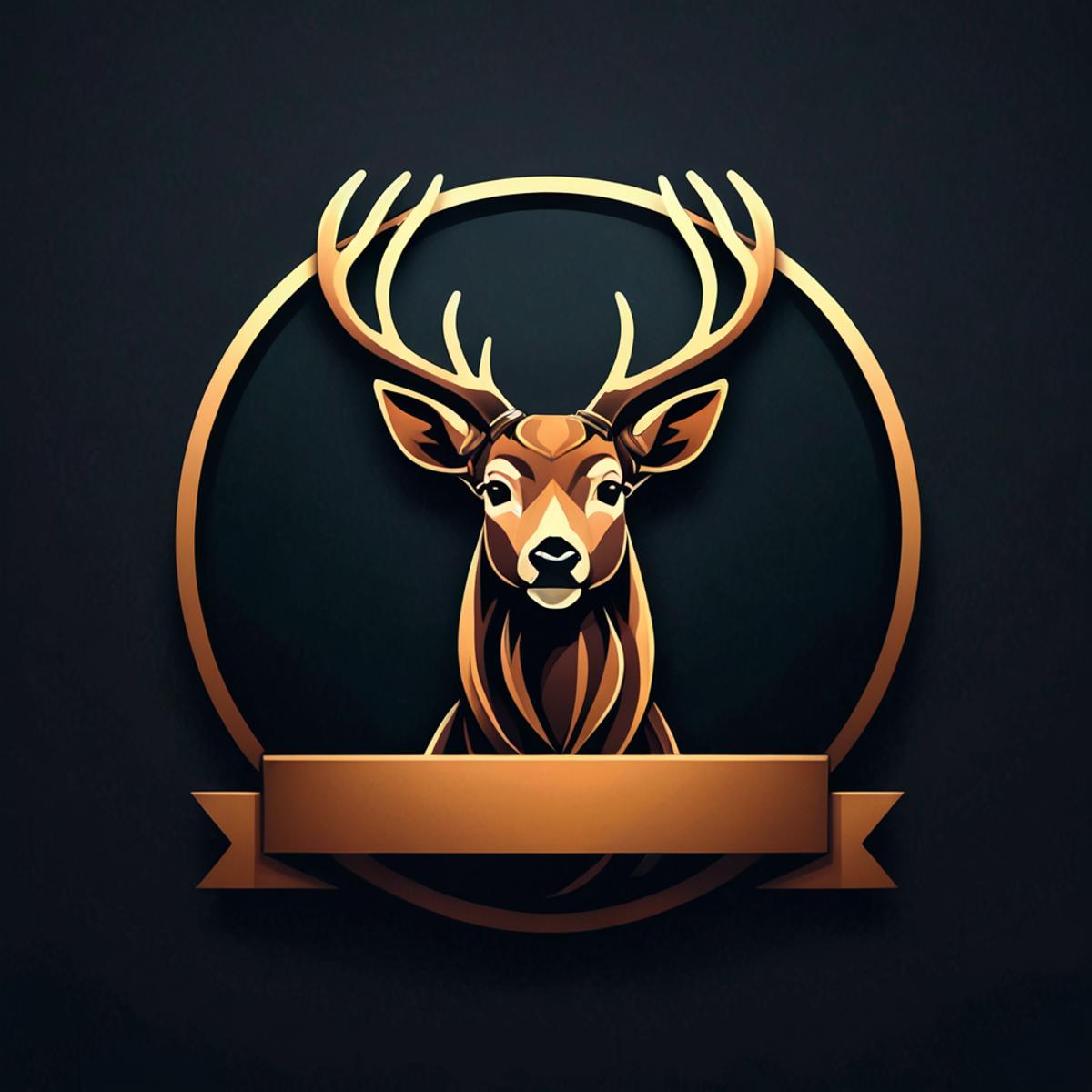 <lora:RibbonLogo_XL:0.8> ribbon logo,animal, deer , masterpiece, best quality, dark background