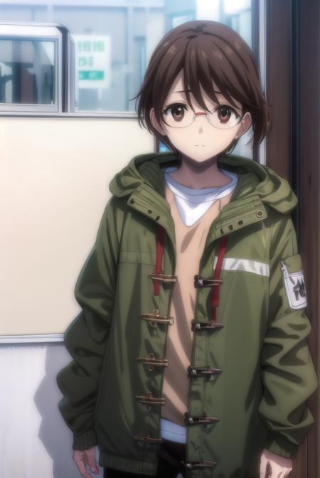 yuuashikaga, <lora:yuuki ashikaga-lora-nochekaiser:1>,
yuuki ashikaga casual, brown hair, shirt, long sleeves, male focus, open clothes, socks, pants, hood, pillow, (brown eyes:1.5), short hair, (green jacket:1.5), glasses,
BREAK ,
BREAK indoors,
BREAK looking at viewer, (cowboy shot:1.5),
BREAK <lyco:GoodHands-beta2:1>, (masterpiece:1.2), best quality, high resolution, unity 8k wallpaper, (illustration:0.8), (beautiful detailed eyes:1.6), extremely detailed face, perfect lighting, extremely detailed CG, (perfect hands, perfect anatomy),