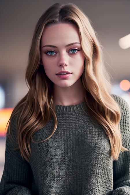 photo of beautiful (fr1d4gus:0.99), a woman as a TikTok celebrity, freckles, knitted sweater, (long trousers), at the airport, suitcase, dark moody ambience (masterpiece:1.2) (photorealistic:1.2) (bokeh) (best quality) (detailed skin:1.2) (intricate details) (nighttime) (8k) (HDR) (cinematic lighting) (sharp focus), (looking at the camera:1.1), (closeup portrait:1.1)