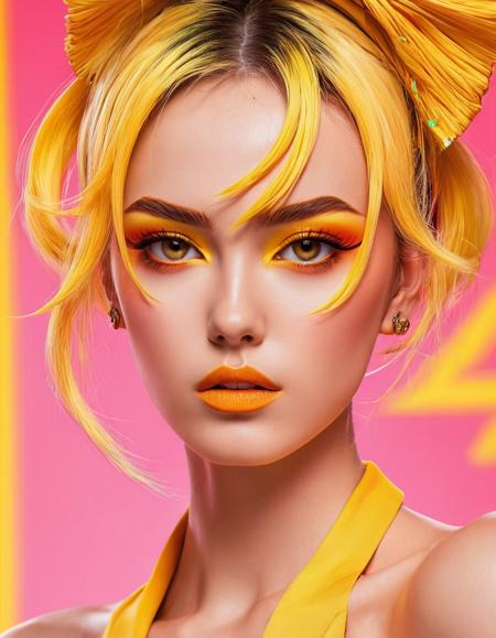 anime artwork fashion,fashion photography,<lora:Didier Mouron CLIP Fashion-000005:1>,style of laura sava,by Matteo Pérez,Didier Mouron,, Alert theme, bright-yellow aesthetic, (bright-red aesthetic:0.6), (bright-orange aesthetic:0.3), Raised eyebrows, furrowed brows, slightly tightened facial muscles, wide open eyes, leaning slightly forward, . anime style, key visual, vibrant, studio anime,  highly detailed