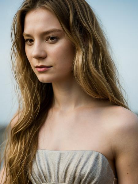 Realistic photo of a beautiful m14w4s woman,1girl, solo, long hair, looking at viewer, (((blonde hair))), dress, bare shoulders, brown eyes, upper body, lips, wavy hair, realistic, fine art parody, professional Photography, Photorealistic, detailed, RAW, analog, sharp focus, 8k, HD, DSLR, high quality, Fujifilm XT3, film grain, award winning, masterpiece<lora:m14w4s:1.0>