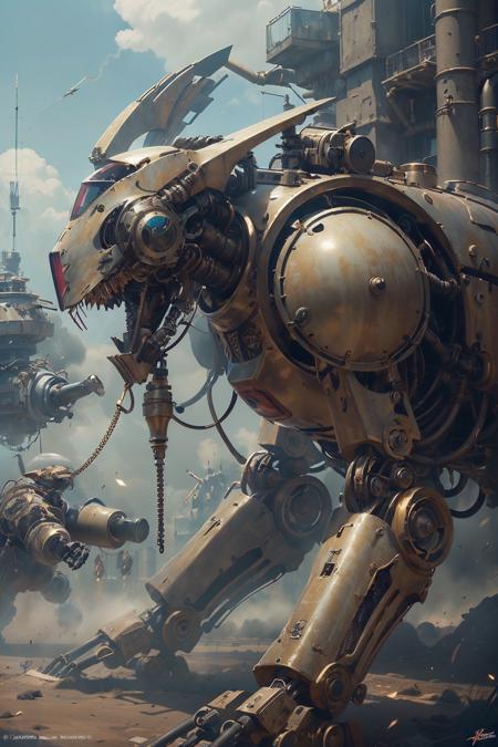 (masterpiece,top quality,best quality,official art,beautiful and aesthetic:1.2),
1girl,mechanical arms, battle mech,
 ,steampunk, <lora:SteamPunkMachineryv2:0.6>