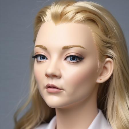 (ohwx woman)  <lora:NatalieDormer:1> in white dress, plastic Anime Figure Adult Collection Model Doll Toys