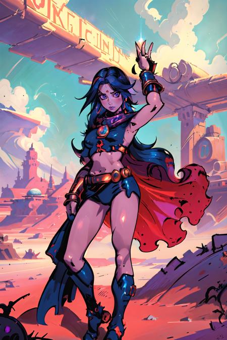 (masterpiece, best_quality, ultra-detailed, immaculate:1.3), epic, illustration, desert dervish lord villainess, sexy armor, neon ginger hair, Straight Hair, standing split, on an wistful abstract background, at an desolate airport, bombshell hair, matte indigo hair, drill hair,Undercut, leg lift<lyco:EnvyPaintingMix01:1>