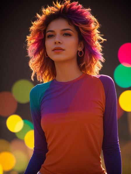(Vibrant rim light, dramatic lighting, colorful, vivid:1.69) (A beautiful woman, Ethereal Expanse) (HDR (High Dynamic Range), vibrant colors, high contrast, detailed, UltraHD, 8K, cinematic, 80mm, high detail, bokeh)