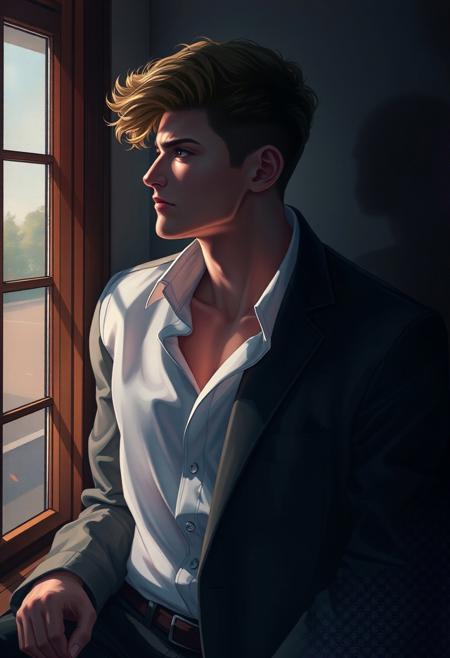 ((Male Gay Theme Art))."Waiting For You (Boy's Love)", "Lonely days and sleepless nights.thoughts about you.It fills my heart.counting the seconds.counting the days.I want to see your face ...". A ((man who misses another man confesses his love to the world)). ((gay. masterpiece homoerotic art)), (((masterpiece,best quality,official art, extremely detailed 8k wallpaper,absurdres,8k resolution)))
