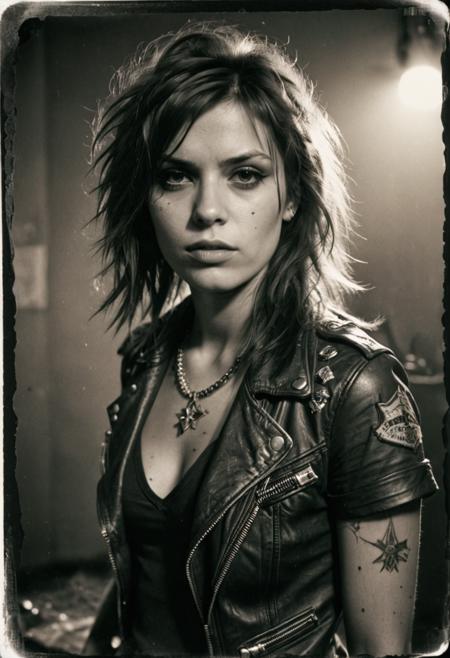 desaturated, realism, epic world, brutal rocker chick, faded film, (desaturated old photo), award winner art, 35mm photo, grainy, vignette, (vintage), lomography, stained, highly detailed, found footage, highly detailed, volumetric, dramatic lighting <lora:detailed_hands:0.8> <lora:Old_Photo_XL_V1:0.2>