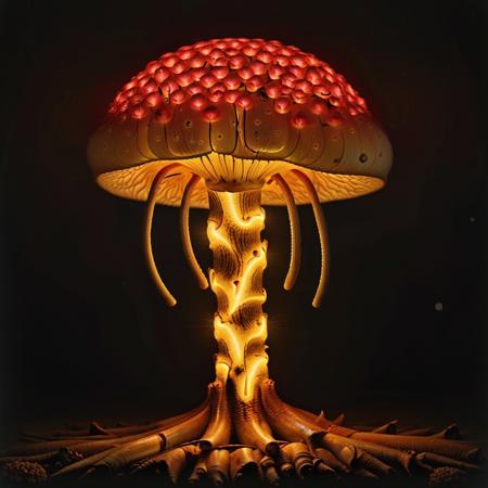 (masterpiece, top quality, best quality, official art, beautiful and aesthetic:1.2), neonpophaeckel, a neon mushroom, black background (no humans:2) <lora:Neon Pop Haeckel:1.0>