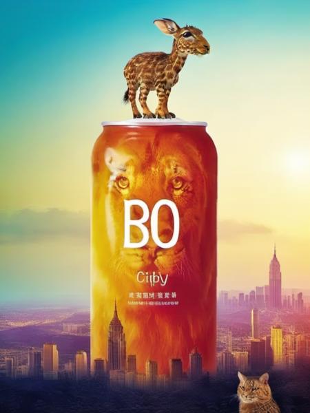 creative bio poster, human, animal, city, company,  <lora:åæ:0.8>