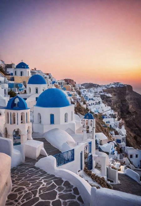 raw photo, establishing wide shot, long shot photo, photorealistic, filmic, city photo,
Photography for Greece , Santorini, with it's typical white and blue buildings, it is used for tourism and city marketing,  in a Santorini village street, natural lighting, film grain, colorful background, (bokeh:1.3), grainy, harsh flash lighting, realistic skin texture, highly detailed photography, vibrant, hyperdetailed, (light beams),  <lora:more_details:0.5>,
masterpiece,  trending on artstation, krrrsty, Extremely Realistic, art by sargent, PORTRAIT PHOTO, 
(((analog grainy photo vintage))), 8k resolution,