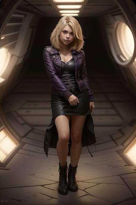 rosetyler 1girl blonde hair leather jacket