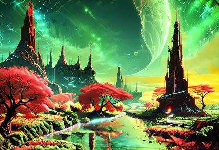 score_10 , score_9_up, score_8_up, score_7_up , score_6_up, vibrant colors, shiny_skin , prefect lighting, detailed image, snoozing , masterpiece , best quality , highly detailed , ultra quality , BREAK , 
Cyberspace , starry_morph, alienworld, 
epic photo of tree, An epic photo, Landscape, tree, river, neon lights, tree, moon, night sky, star, mountain, 
detailed background, cinematic composition, 
<lora:xl_more_art-full_v1:1.2> , 
<lora:add-detail-xl:-1.2> ,