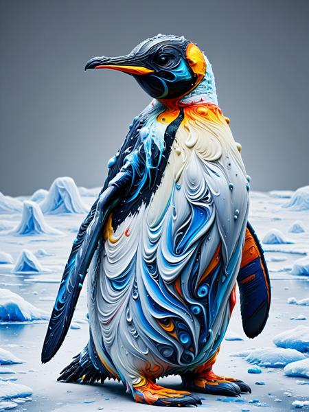 An ais-acrylics penguin, standing on the frozen tundra <lora:Acrylic_Paint_Style_SDXL:1>