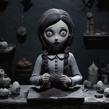 A horror girl, dark scene, horror movie, creepy, detailed, 
,Clay Animation, Clay, <lora:ClayAnimationPash:1>