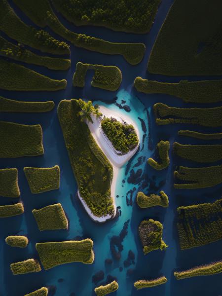 <lora:VerticalLandscapes:1>a bird's eye view of a small island in the ocean