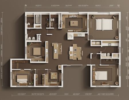 Cream style background,Brown background,Rendering floor plan of the apartment layout,top view,no humans,<lora:qCreamstyle:0.5>,
