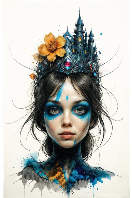 mysterious silhouette princess woman, by Minjae Lee, Carne Griffiths, Emily Kell, Steve McCurry, Geoffroy Thoorens, Aaron Horkey, Jordan Grimmer, Greg Rutkowski, amazing depth, double exposure, surreal, geometric patterns, intricately detailed, bokeh,  perfect balanced, deep fine borders, artistic photorealism , smooth,  great masterwork by head of prompt engineering   <lora:add-detail-xl:2>  <lora:xl_shuimo:0.7> ink wash painting <lora:Cute_Drawing:0.55>  <lora:hyperkraximalism_v1-1:0.25>