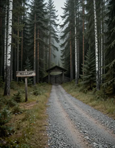 nudist camp entrance illu