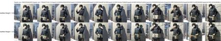 solo, 1boy, Minato Kageaki, brown eyes, black hair, uniform, standing, against wall, winter, snow, city, (belt pouch:1.1)