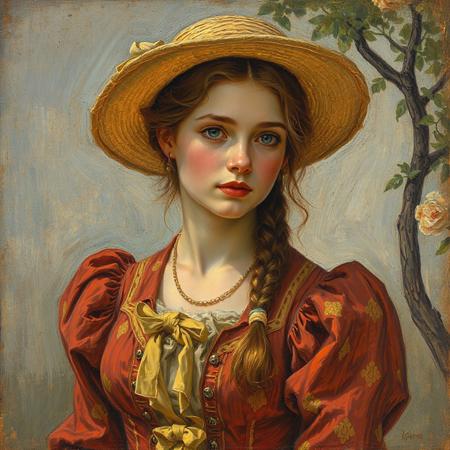 beautiful girl in Provence in 1890 in style of Van Gogh