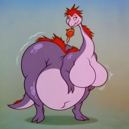 nessie red hair purple scales light purple underbelly blue eyes large female tail 3 fingers large hips large butt