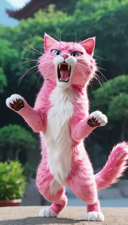 Fresh Ideas@pink roaring cat_SDXL