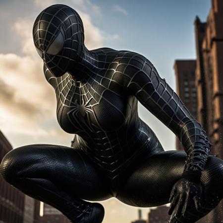 score_9, score_8_up, score_7_up, best quality, realistic, masterpiece, beautiful detail, hyperrealistic, afternoon sky, ((1girl, woman body, big breasts)), amazing detailed full body of a beautiful japanese girl, wearing a realistic and highly detailed black raimi spider-man suit, ((huge muscular girl)), professional model wears ultra - detailed black raimi spider - man suit, ultra - detailed and grained black raimi spiderman suit, suit covered entire body and hand, black spiderman gloves, wet, (spread leg), (full body), (dirty skin), close up, octane render, highly detailed, volumetric, dramatic lighting, (highest quality:1.1), (HDR:1.3), (top quality, best quality), realistic, high definition,