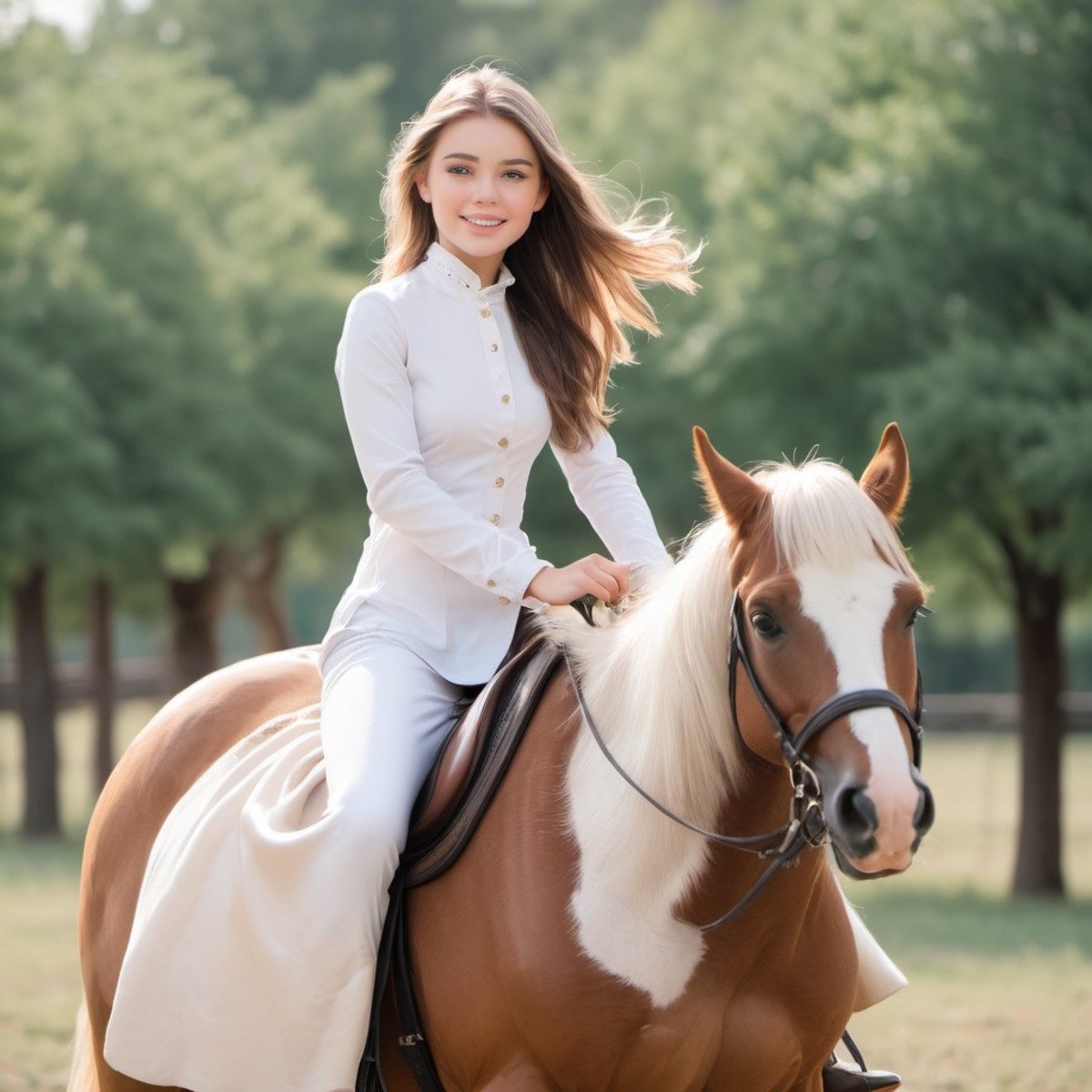 a pretty girl riding a horse